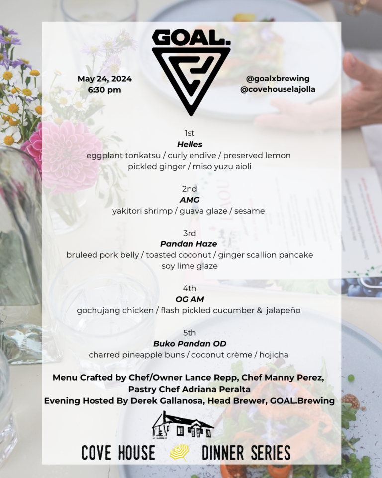 Dinner Series Menu with Goal Brewing May 24.